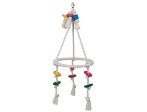 Nobby Vogelspielzeug Cage Toy, Baumwollring Pyramide mit Holz, L 84 x 35,5 cm; 31676