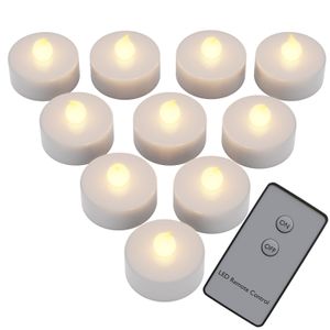 Deuba 10 LED Teelichter mit Fernbedienung Flackernde Batteriebetriebene Kerzen inkl. Batterie Warmweiß 3,7cm Elektrisch