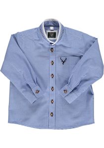 OS Trachten Kinder Hemd Jungen Langarm Trachtenhemd mit Stehbundkragen Smaku, Größe:98/104, Farbe:mittelblau