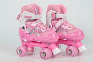Kinder Rollschuhe mit Leuchtenden Rädern Roller Skates Inline Skates Verstellbar Größe 27-31 (Rosa)