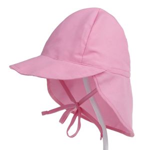 Baby-Hals-Ohr-Abdeckung, einfarbig, breite Krempe, weicher, faltbarer Sonnenhut für den Sommer, Rosa, Größe: M