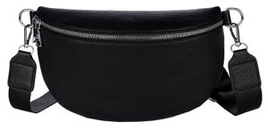 Bauchtasche Umhängetasche Crossbody-Bag Hüfttasche Kunstleder Italy-Design BLACK