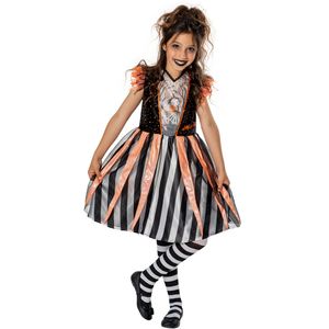Amelia Fang - Kostýmové šaty - Dievčatá BN5509 (140) (Biela/Oranžová/Čierna)