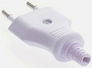 Eurostecker Eurokupplung 2-polig Flach Europa Stecker / Kupplung zum schrauben, TYP:Eurostecker weiß