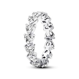 Pandora 193103C01 Eternity ring ladies heart row zirconia sterling silver size 50