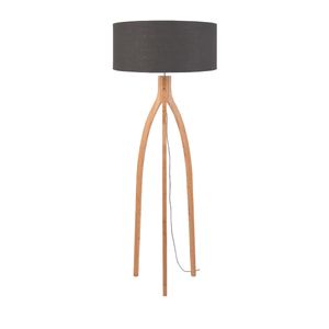 GOOD&MOJO - Stehleuchte Annapurna - Dunkelgrau/Bambus - Ø60cm für Wohnzimmer, Schlafzimmer