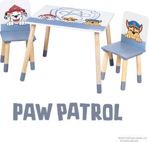 roba Kindersitzgruppe Paw Patrol - 2 Kinderstühle & 1 Tisch für Kinder - Sitzgarnitur / Sitzmöbel mit Zeichentrick Hunden - Holz weiß - ab 18 Monaten