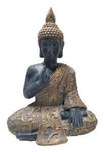 Dehner Dekofigur Buddha, 64 x 46 x 29 cm, Magnesia, schwarz/gold