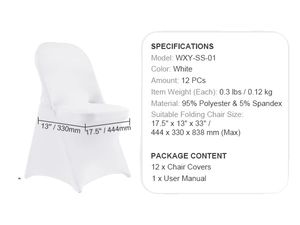 Svadobné poťahy na stoličky, elastické, univerzálny poťah, 12 kusov