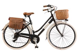 Via Veneto by Canellini mestský bicykel žena hliník s košíkom a bočnou taškou - Čierna 46