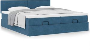 Ottoman-Bett mit Matratzen Dunkelblau 200x200 cm Samt