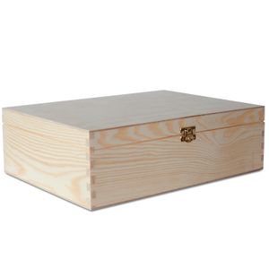 Creative Deco A4 Holz-Kiste mit Deckel | 33,8 x 24,8 x 10 cm (+/- 1 cm) | Unlackierte Aufbewahrungs-Box | Große Schatulle | Große Holz-Box Ideal zur Lagerung