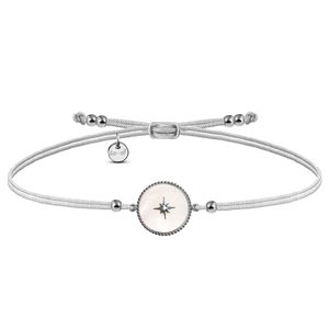 Armband Silber Polarstern Perlmutt - SIA ◦ Makramee-Faden Farbe Beigeschimmer / silber
