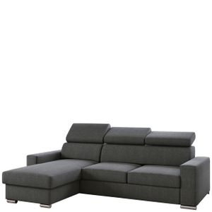 MKS MEBLE Ecksofa Wohnzimmer - Wohnlandschaft - L-Form Couch mit Schlaffunktion - Wohnzimmer L Couch - Polstersofa mit Bettkasten - Fox Dunkelgrau