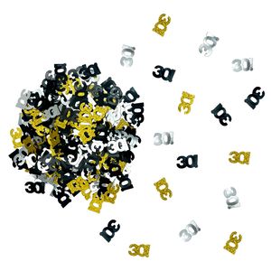 Oblique Unique Konfetti 30. Geburtstag Jubiläum über 1500 Stück Zahlenkonfetti Tisch Deko Streudeko Dekoration - silber gold schwarz