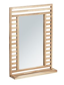 WENKO Holz Wandspiegel Hängend mit Ablage Rahmen Badezimmer Garderobe ACINA