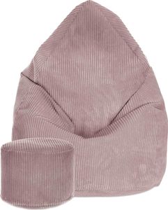 Dreamroots Bean Bag 80x80x120cm Sitzsack mit Lehne und Hocker und Bezug Sitzkissen Boden Chill Sack Bubibag Sitzsack Silver Pink