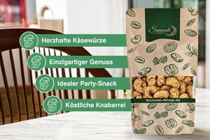 Sunnah Shop® Köstliche Würzige Käse Cashewkerne 1kg geröstet | Knusprige Cashewkerne mit würzigem Käse cashew nüsse vegan Protein