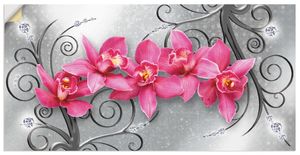 ARTland Wandbild, selbstklebend rosa Orchideen auf Ornamenten Größe: 40x20 cm