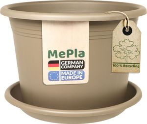 MePla - Set - Pflanzkübel Cylindro ø 70 + Untersetzer ø 68 - taupe