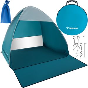 Strandzelt Pop Up 2 Personen 150x120x110 cm Wind- und UV-Schutz 30+ Strandmuschel Baby Kinder Erwachsene Blau 23479