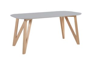 SalesFever Esstisch skandinavisches Design | Gestell Holz massive Eiche | Tischplatte MDF grau lackiert | 200x100x76 cm