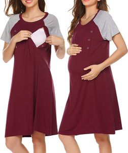 3 in1 Geburtskleid Stillnachthemd Umstandsnachthemd Rot  XL