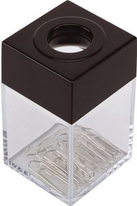 Q-Connect Büroklammernspender, eckig - schwarz/transparent, 42 x 70 x 42 mm