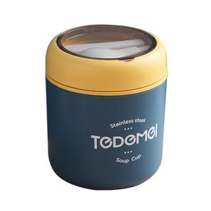 Food Jar Thermobehälter  Edelstahl Isolierbox für warme Speisen, Meal Prep und Babynahrung mit Löffel 530ml（blau）