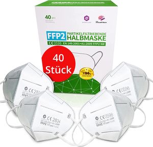 40 Stück - FFP2 Maske, Atemschutzmaske, CE2834, EN149:2001+A1:2009 FFP2 NR
