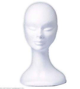 Kopf für Perücken, Masken - weißer Kunststoffkopf  aus Styropor
