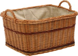 Dehner Kaminkorb, Holzkorb, mit Jute und 2 Tragegriffen, 60 x 40 x 47 cm, Weide, hellbraun
