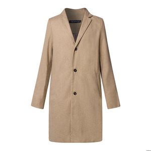 Herren Warme Wolle Coat Wintermantel Jacke Herrenmantel Winterjacke Farbe: Khaki Größe: XXL