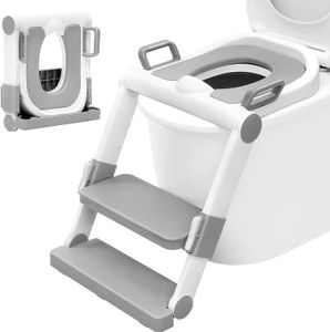 WOLTU Toilettensitz Kinder mit Treppe klappbar, 2 Stufen höhenverstellbar, Anti-Rutsch-Pads