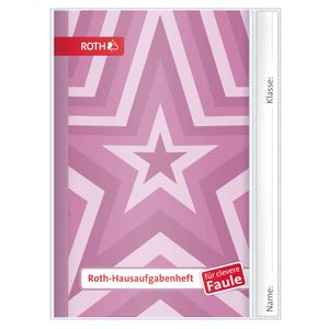 ROTH-Hausaufgabenhefte - Unicolor für clevere Faule, A5, 1 Woche 2 Seiten, Pink Star