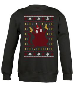 Pew Pew Madafakas Katze Ugly Christmas Pullover Sweatshirt, Schwarz, 3XL, Vorne