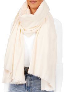 BRUBAKER Cashmirillo Schal - Übergroßer Wollschal für Damen und Herren - 100 x 200 cm - Warm und Kuschelig - Deckenschal für Herbst/Winter, Weiß