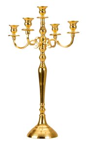 Kerzenständer 5-armig Gold Kerzenleuchter 60 cm Kerzenhalter für Stabkerzen