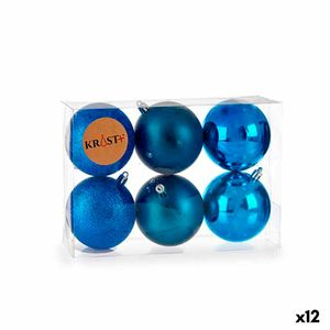 Weihnachtskugeln-Set Blau Kunststoff (7 x 8 x 7 cm) (12 Stück)