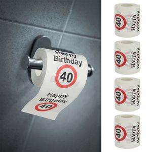 Toilettenpapier 4er Set "Happy Birthday 40" 40. Geburtstag 24 Meter 2-lagig Klopapier Motivpapier Rollen Toilette WC-Papier 180gr/qm