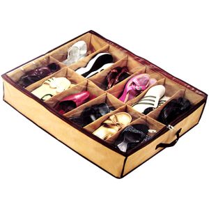 Unterbettkommode mit 12 Speicherfächer Schuhaufbewahrung Schuhbox Schuhe Unterbettbox Schuhorganizer Aufbewahrung Aufbewahrungsboxen Faltbar Retoo