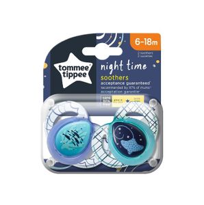 Tommee Tippee Smoczek uspokajający Night Time 6-18m, 2 sztuki