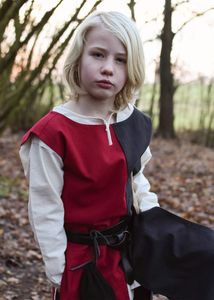 Kinder Waffenrock Lucas, Mi-Parti, schwarz/rot - Wappenrock Ritterkostüm Mittelalter Verkleidung Größe: 128