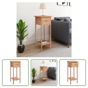 The Living Store Beistelltisch mit Schublade 25x25x60 cm Massivholz Nussbaum