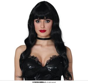 Märchenhafte Königin Lange Schwarze Perücke Mittelalter Verzauberung Festliche Haarpracht Karneval Gothic Diva Elegante Prinzessin Fasching Fantasy, Farbe: Schwarz