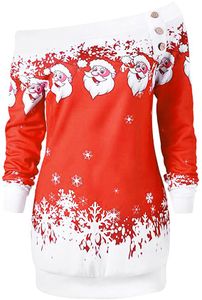 INF Schulterfreier Weihnachtspullover rot - Größe S