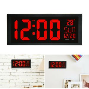 Wanduhr LED Digitaluhr Digital Kalenderuhr mit Kalender Datum Temperatur Wohnzimmer