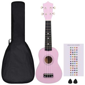 vidaXL Sopránové ukulele sada s taškou pre deti Pink 21"