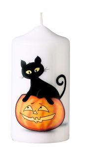 Kerze Halloween "Katze/Kürbis" 120 x Ø 60 mm