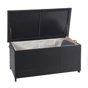 Poly-Rattan Kissenbox HWC-D88, Gartentruhe Auflagenbox Truhe  Premium schwarz, 51x115x59cm 250l